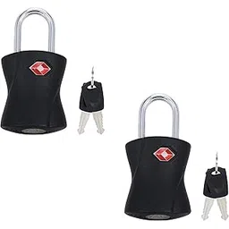 DOCOSS Metal Lock TSA Approved with Keys International Lock for Bag Luggage Travelling Locks Padlock, Metallic (Black) - Pack of 2-image-13