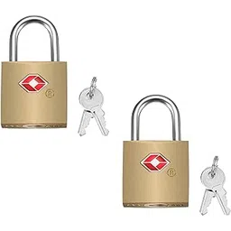 DOCOSS Pack of 2 Small Brass Lock TSA Locks with 2 Keys for Luggage with Keys,Travelling Locks Padlock(Gold)-image-4