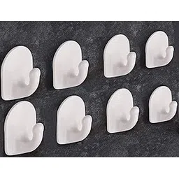 DOCOSS -Pack of 8-Nail Free Self Adhesive Wall Hooks for Hanging Clothes,Towel Hanger Wall Sticker Hooks for Bathroom, Kitchen- Holds Upto 1 kg (White), Pvc-image-16