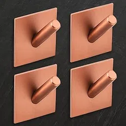DOCOSS Stainless Steel Rose Gold Self Adhesive Hooks for Wall Heavy Duty Hooks for Hanging,Towel Clothes Hanger for Wall,Bathroom & Kitchen Pack of 4-image-24