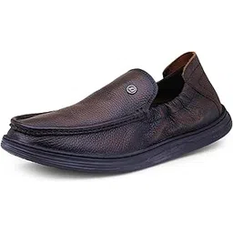 Classic Genuine Leather Formal Shoes for Men with Memory Foam Cushion| Ultra Lightweight & Comfortable|Stylish & Flexible|Parties,Occasions,Office,Wedding,Casual|Black Slip On D-805-image-5