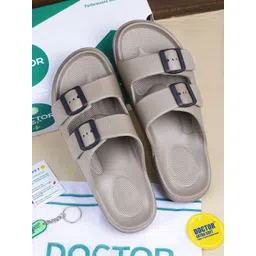 DOCTOR EXTRA SOFT Men Classic Cushion Lightweight Rubber Sliders With Buckle Detail-image-36