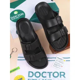 DOCTOR EXTRA SOFT Men Classic Cushion Lightweight Rubber Sliders With Buckle Detail-image-37