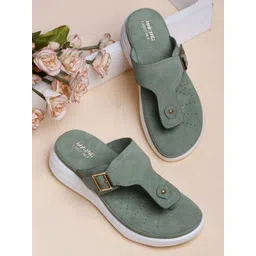 DOCTOR EXTRA SOFT Women Textured Round Toe T-Strap Flats-picture-19