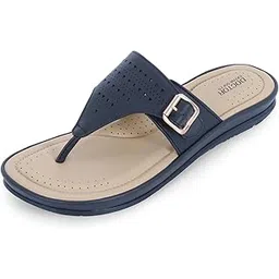 doctor extra soft Women's Flat Memory Foam Slippers/Flip-Flops Fashion Stylish Casual Comfortable Diabetic Orthopedic Lightweight Synthetic Slip-on Sandals with Adjustable Buckle for Girls & Ladies D-609-picture-23