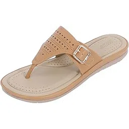 doctor extra soft Women's Flat Memory Foam Slippers/Flip-Flops Fashion Stylish Casual Comfortable Diabetic Orthopedic Lightweight Synthetic Slip-on Sandals with Adjustable Buckle for Girls & Ladies D-609-picture-16