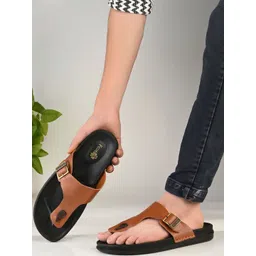 doctor health super soft FOOTUP Women Tan and Black Comfort Sandals-picture-11