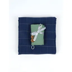 Doctor Towels 2Pieces Blue & Green Striped Banana Double Cloth 350GSM Bath&Hair Towel Set-picture-15