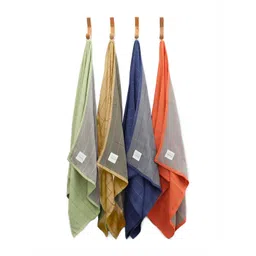 Doctor Towels 4 Pieces Green & Blue Striped Banana Double Cloth 380 GSM Bath Towels-picture-19