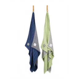 Doctor Towels Blue & Green 2 Pieces Striped Banana 380 GSM Towel Set-picture-13
