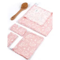 Doctor Towels Coral & White 4 Pieces Banana Jacquard 300 GSM Towel Set-picture-15