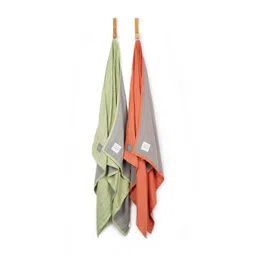 Doctor Towels Green & Orange 2 Pieces Striped Banana 380 GSM Towel Set-picture-11