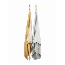 Doctor Towels Grey & Gold-Toned 2 Pieces Striped Aloevera Double Cloth 350 GSM Bath Towel-picture-21