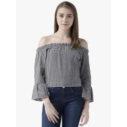 DODO & MOA Black Cotton Chequered Top-picture-29