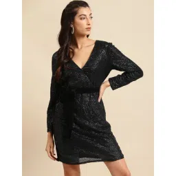 DODO & MOA Black Embellished Wrap Dress-picture-12