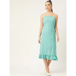DODO & MOA Blue Crepe A-Line Midi Dress-picture-25