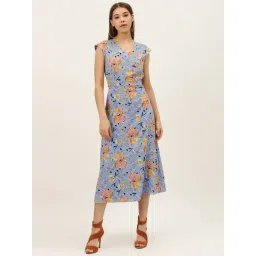 DODO & MOA Blue Floral Print Midi Dress-picture-38