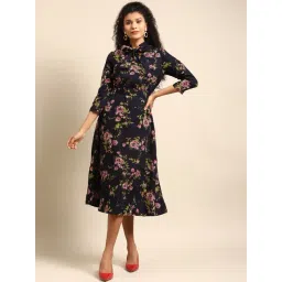 DODO & MOA Blue Printed A Line Dress-picture-15