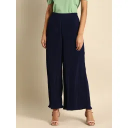 DODO & MOA Blue Relaxed Fit Mid Rise Palazzos-picture-17
