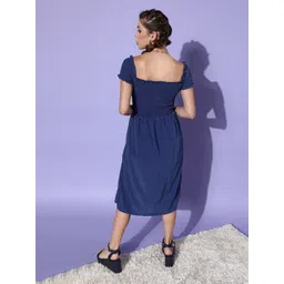 DODO & MOA Blue Solid Crepe Dress image 5