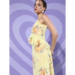 DODO & MOA Bright Yellow Floral Ruffled Dress-picture-38