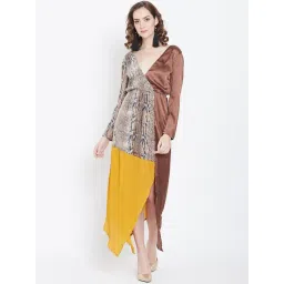 DODO & MOA Brown Printed Assymetric Dress-picture-29