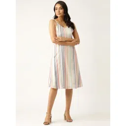 DODO & MOA Multicolored Cotton Printed A-Line Dress-picture-23