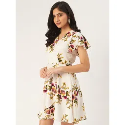 DODO & MOA Off-White Printed A-Line Dress image 3