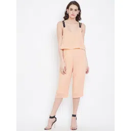DODO & MOA Peach-Coloured Solid Capri Jumpsuit-picture-35