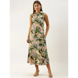 DODO & MOA Peach Printed A-Line Dress-picture-24