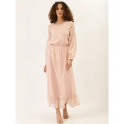 DODO & MOA Peach Self Pattern Maxi Dress-picture-29