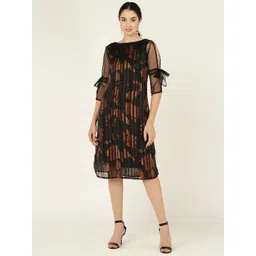 DODO & MOA Print Bell Sleeve Georgette A-Line Dress-picture-29