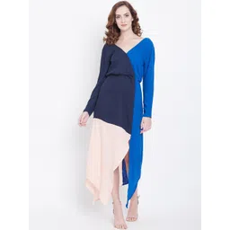 DODO & MOA Women Blue Colourblocked Maxi Dress-picture-13