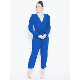 DODO & MOA Women Blue Solid Wrap Jumpsuit-picture-13