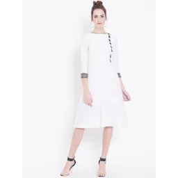 DODO & MOA Women Off-White Solid A-Line Dress-picture-20