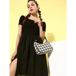 DODO & MOA Women Stylish Black Solid Peekaboo Bottom Dress-picture-26