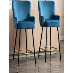 Doe Buck Blue Velvet Bar Chair with Armrest-picture-17