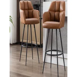 Doe Buck Brown Faux Leather Bar Chair with Black Metal Legs-picture-12