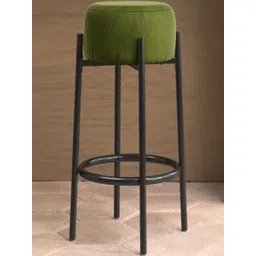 Doe Buck Contemporary Olive Green Velvet Bar Stool with Metal Frame-picture-51