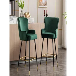 Doe Buck Green Velvet with Armrests High Bar Chairs-picture-48