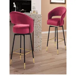 Doe Buck Mehroon Velvet Bar Chairs With Backrest-picture-45