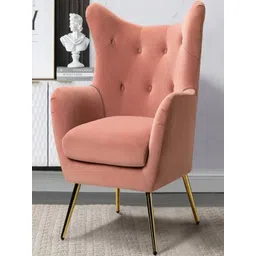 DOE BUCK Pink Tufted Winged Back Lounge Chair-picture-15