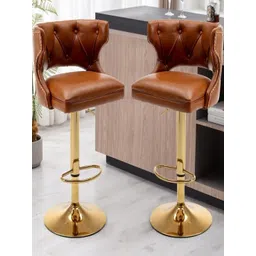 Doe Buck Velvet Tufted Bar Chairs With Golden Base-picture-39