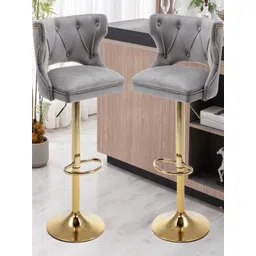 Doe Buck Velvet Tufted Bar Chairs with Golden Base-picture-41