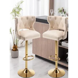 Doe Buck Velvet Tufted Bar Chairs with Golden Base-picture-35
