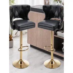 DOE BUCK Velvet Tufted Bar Chairs with Golden Base Black-picture-49