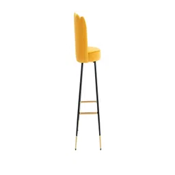 DOE BUCK Yellow Low Back Tufted Velvet Wood Bar Stool-picture-54