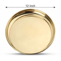 dokchan Brass Plain Plate for pooja (Size - 12inch) Dinner Plate-picture-33