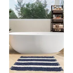 Dolce Casa Blue & White Striped Pure Cotton Chenille 100GSM Soft Water Absorbing Bath Rug-picture-27
