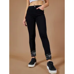 DOLCE CRUDO Black High Rise Stretchable Jeans-image-36